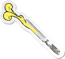 retro distressed sticker of a cartoon butter knife png