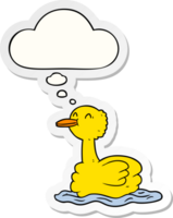 cartoon duck with thought bubble as a printed sticker png