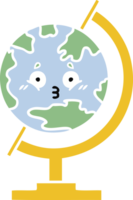 flat color retro cartoon of a globe of the world png