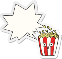 cartoon popcorn with speech bubble sticker png