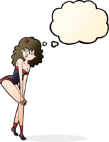 cartoon woman in lingerie with thought bubble png