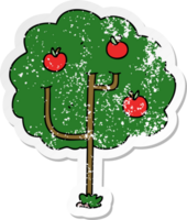 distressed sticker of a quirky hand drawn cartoon tree png