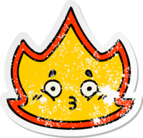 distressed sticker of a cute cartoon fire png