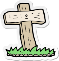 sticker of a cartoon wooden cross grave png