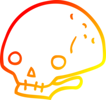 warm gradient line drawing of a cartoon spooky skull png