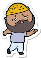 sticker van een cartoon bezorgde man met baard png