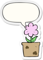 fofa desenho animado flor com discurso bolha adesivo png