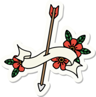 tattoo style sticker with banner of an arrow png