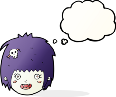 cartoon happy vampire girl face with thought bubble png