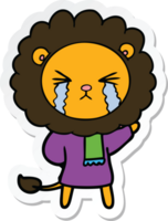 sticker of a cartoon crying lion png