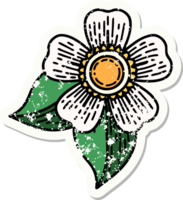 distressed sticker tattoo in traditional style of a flower png