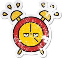 distressed sticker of a cute cartoon alarm clock png