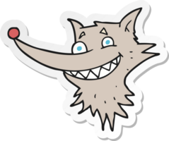 sticker of a cartoon grinning wolf face png