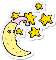 sticker of a sleepy moon cartoon png