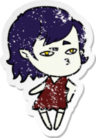 distressed sticker of a cartoon vampire girl png