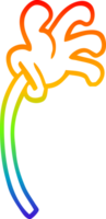 rainbow gradient line drawing of a cartoon hand gesture png