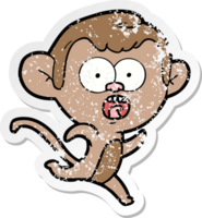 autocollant en détresse d'un singe choqué de dessin animé png