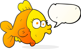 divertente mano disegnato discorso bolla cartone animato pesce png