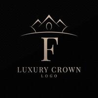 Letter F luxurious crown initial logo template vector