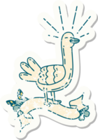 worn old sticker of a tattoo style sea bird png