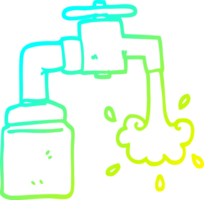 cold gradient line drawing of a cartoon running faucet png