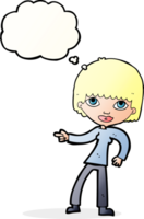 cartoon woman pointing with thought bubble png