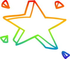 rainbow gradient line drawing of a cartoon star png