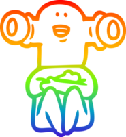 rainbow gradient line drawing of a friendly cartoon alien png