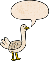 cartoon bird with speech bubble in retro texture style png