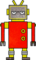 retro grunge texture cartoon of a annoyed robot png