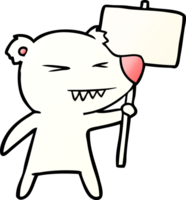 polar bear with protest sign cartoon png