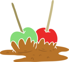 maçãs de caramelo de desenho de estilo de cor plana png