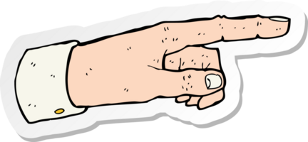 sticker of a cartoon pointing hand png