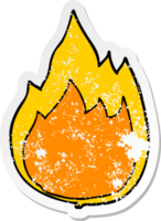 distressed sticker of a cartoon fire png