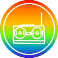 Radio Kassette Spieler kreisförmig Symbol mit Regenbogen Gradient Fertig png