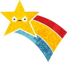 retro illustration style cartoon of a shooting rainbow star png