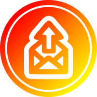 senden Email kreisförmig Symbol mit warm Gradient Fertig png