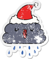 hand drawn christmas distressed sticker cartoon  kawaii rain cloud png