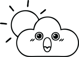 line drawing cartoon of a sun and cloud png