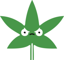 plano color retro dibujos animados de un marijuana hoja png
