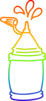 rainbow gradient line drawing of a cartoon ketchup bottle png