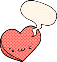 cartoon love heart with face with speech bubble in comic book style png