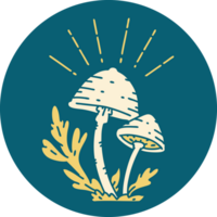 icon of a tattoo style mushrooms png