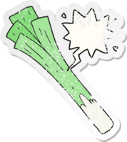 cartoon leeks with speech bubble distressed distressed old sticker png