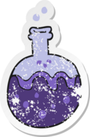 retro distressed sticker of a cartoon magic potion png