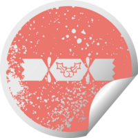 verontrust circulaire pellen sticker symbool van een Kerstmis kraker png