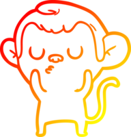 warm gradient line drawing of a cartoon monkey png