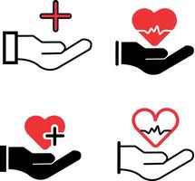 Health Care with heart sign, Medical Icon vector