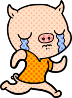 cerdo de dibujos animados llorando huyendo png