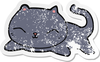 autocollant en détresse d'un chat de dessin animé png